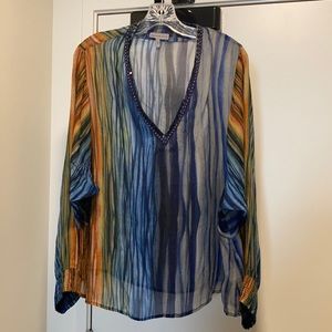 Anthropologie Sheer Blue Blouse 2X